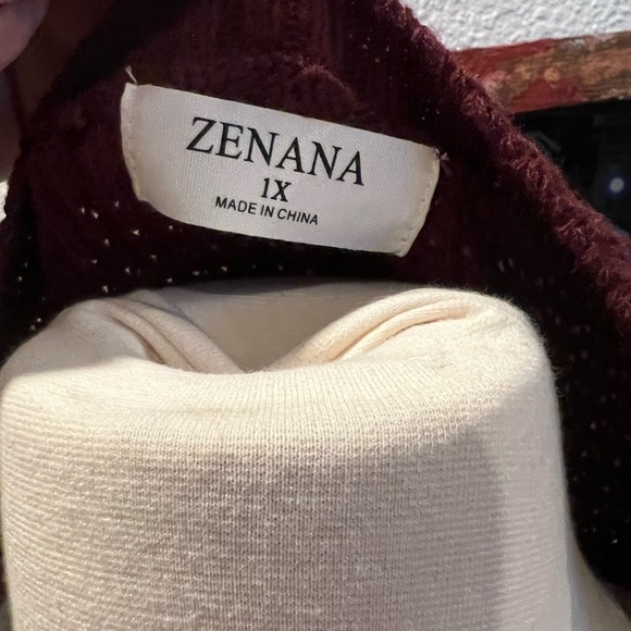 Zenana Burgundy Waffle Knit Sweater - Picture 2 of 3